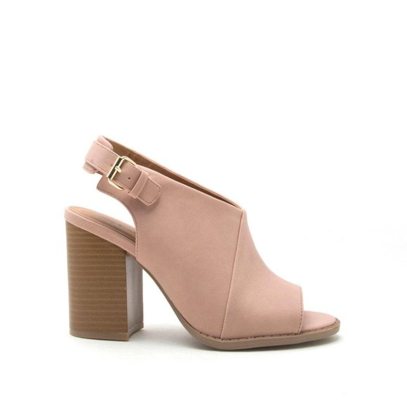 Qupid Brammer-12 Blush Nubuck Slingback Open-Toe - Picture 2 of 3